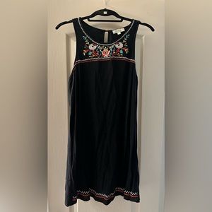 Altars State Black Floral Appliqué Dress
